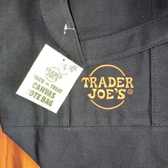 NWT Trader Joe’s Limited Edition Trick or Treat Mini Canvas Tote Bag - Black - Picture 3 of 4